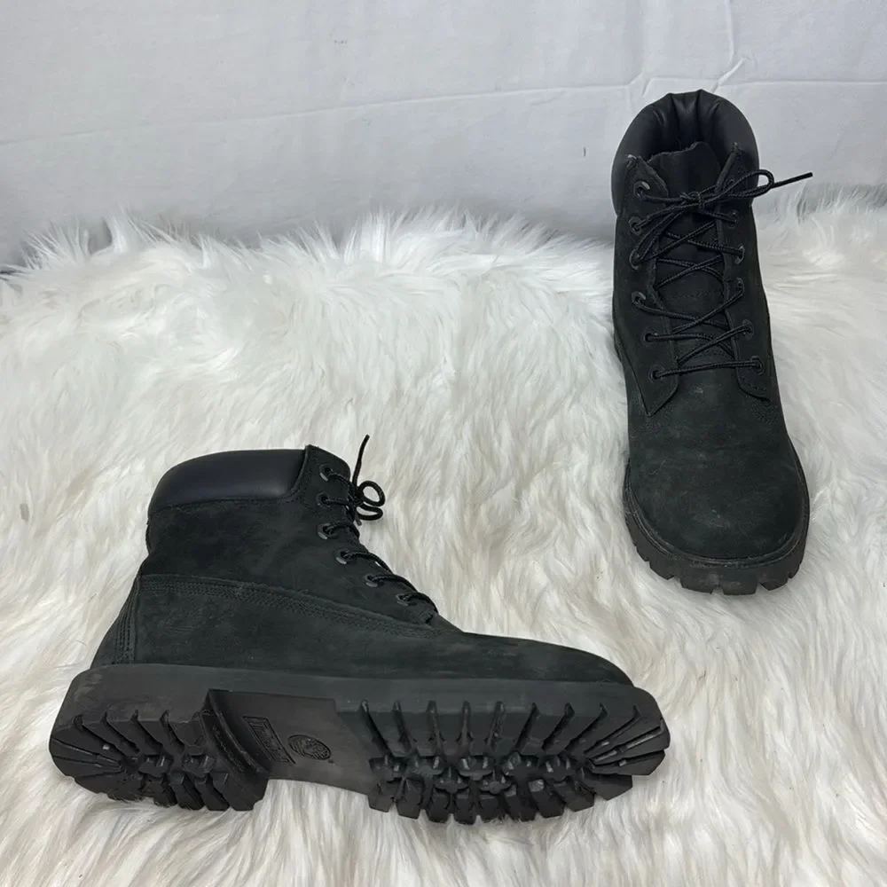 Timberland‎ Junior Kids' Black Nubuck Waterproof Lace-Up Boots Sz 6